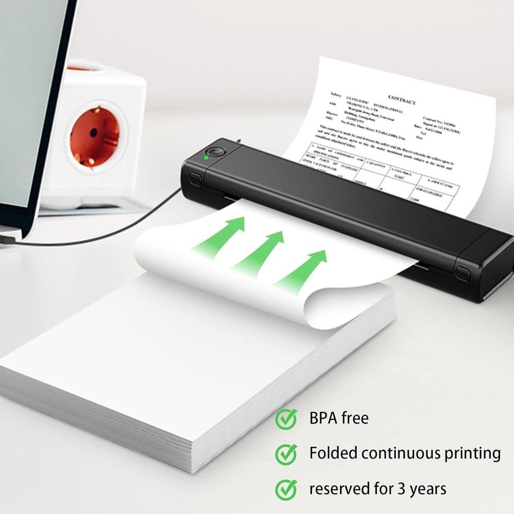 Thermal Printer Paper 8.5" x 11" Folded Continuous Folding Paper, 100 Sheets
