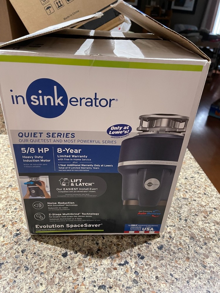 InSinkErator Evolution 5/8hp Garbage Disposal - Quiet Series - Lift & Latch