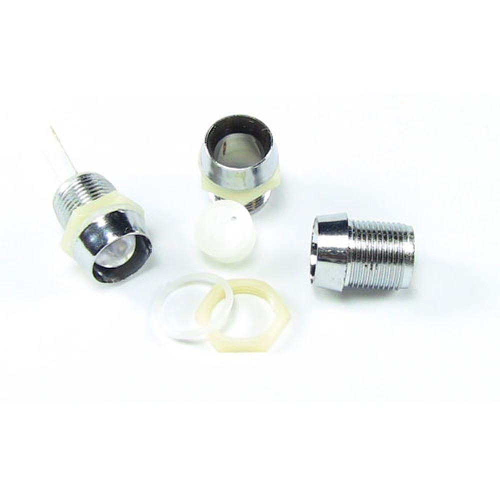 50 x 8mm LED Bezel Holder Mount Chrome / Silver Through-Hole Panel Display Case