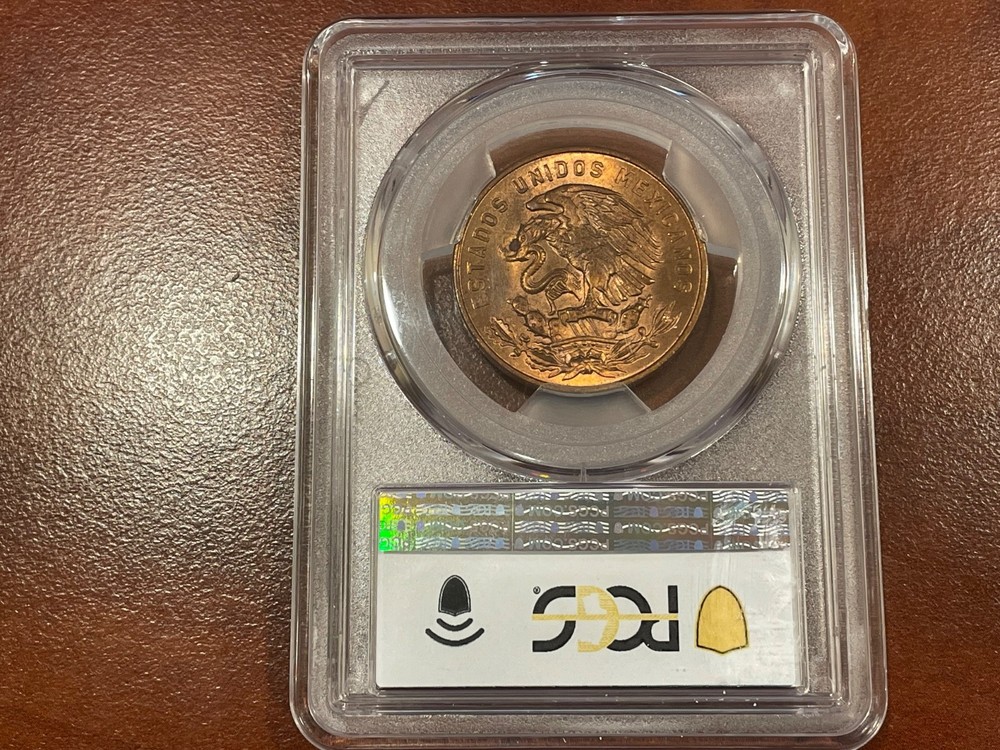 1955 Mo 20C PCGS MS65RB Mexico Large Eagle