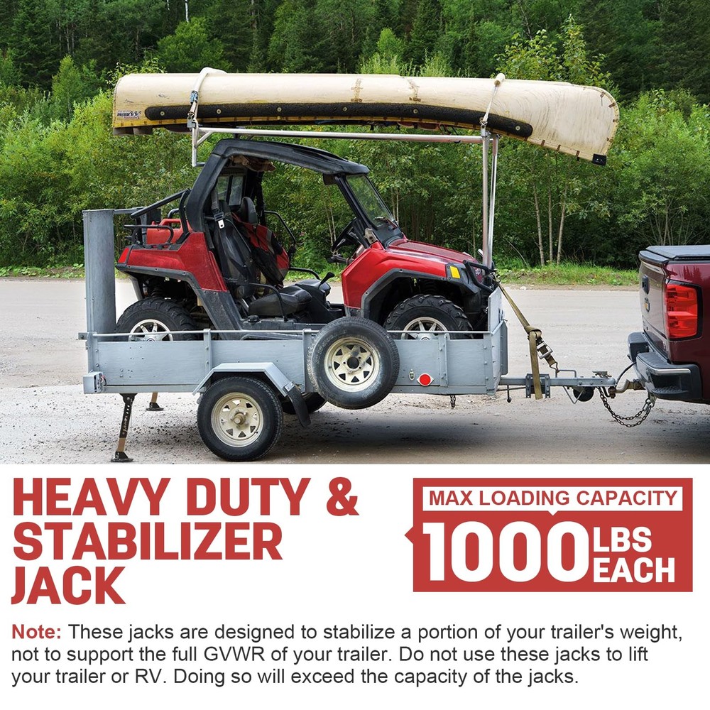 Telescoping RV Camper Accessories - 2 Pack Trailer Stabilizer Jacks, Black