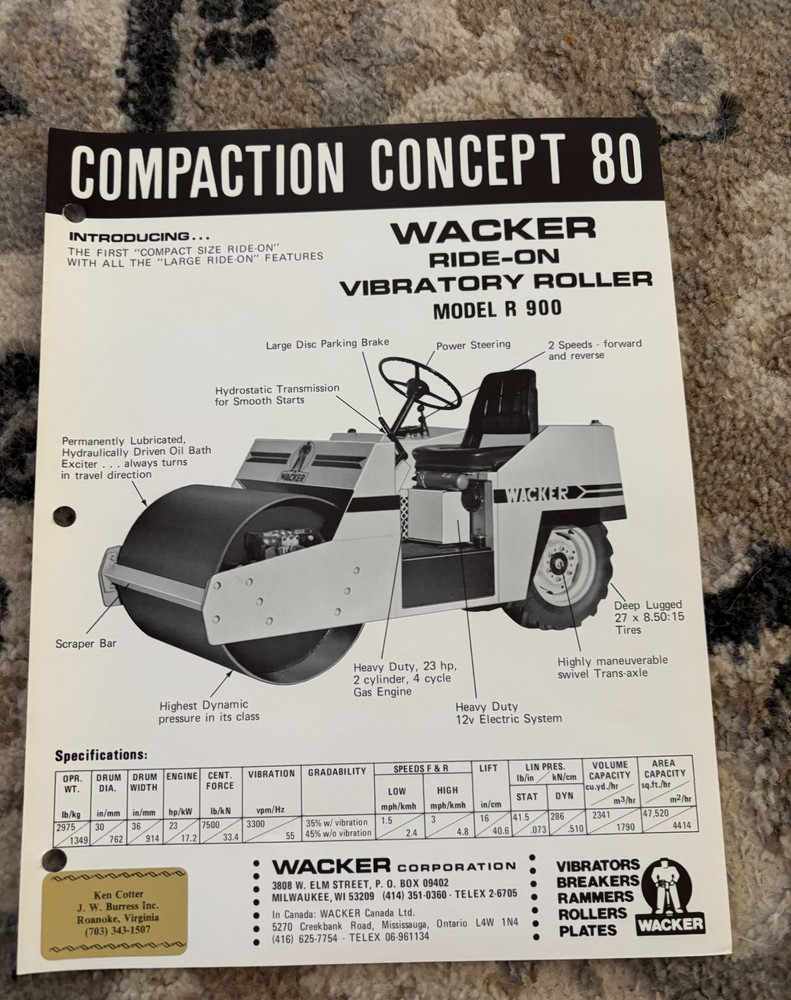 Wacker R 900 Vibratory Roller Brochure AMIL25