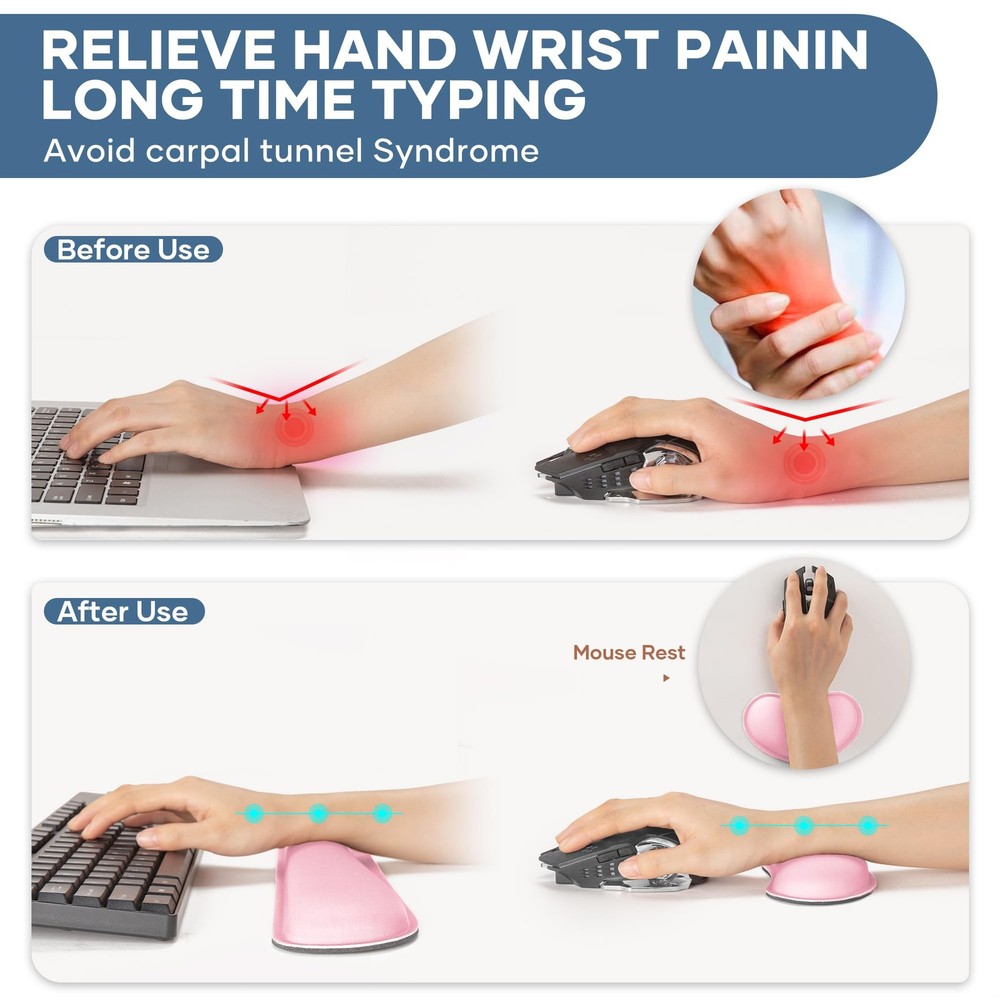 ABRONDA Office Ergonomic Memory Foam Computer Mouse and Keyboard Wrist Rest pad