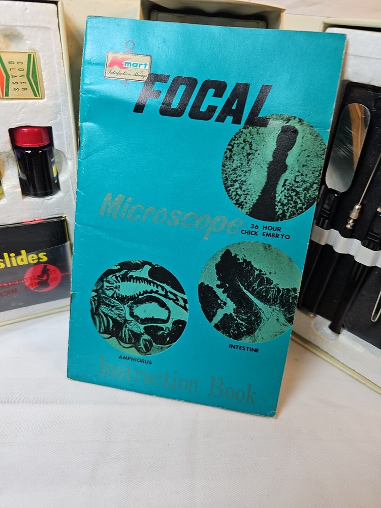 Vintage Focal Microscope Set & Case With Instruction Book. Complete
