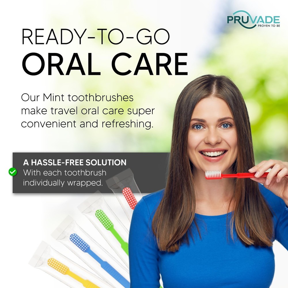 100 Pack Disposable Toothbrushes with Toothpaste Built In | Mint Prepasted To...
