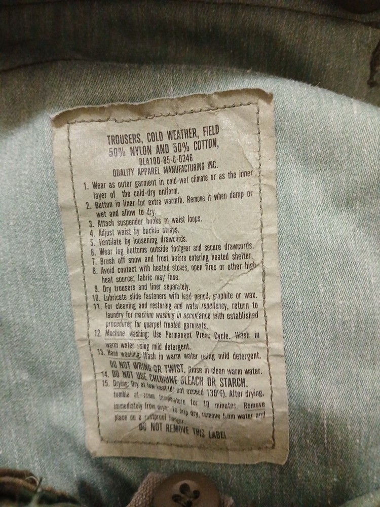 Trousers Cold Weather Field With Two Liners