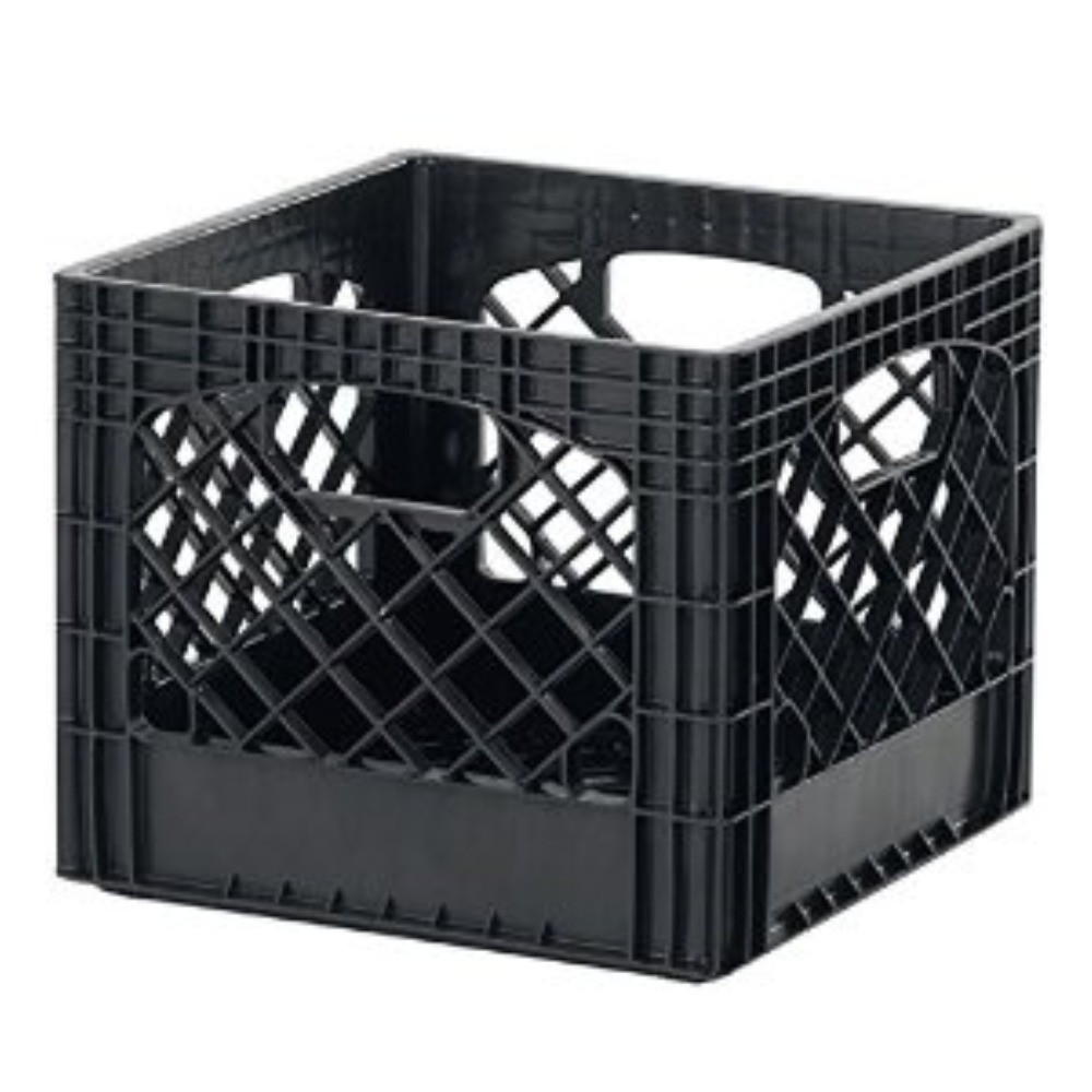 Buddeez Durable Classic Milk Storage Crate, 2-Pack Set, Black Plastic