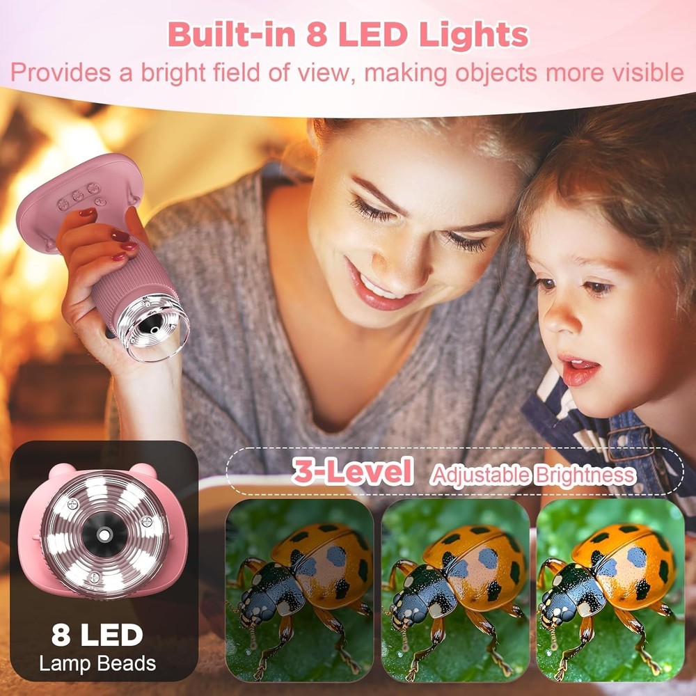 Handheld Kids Microscope - 1000X Magnification & Rechargeable for Fun Learning