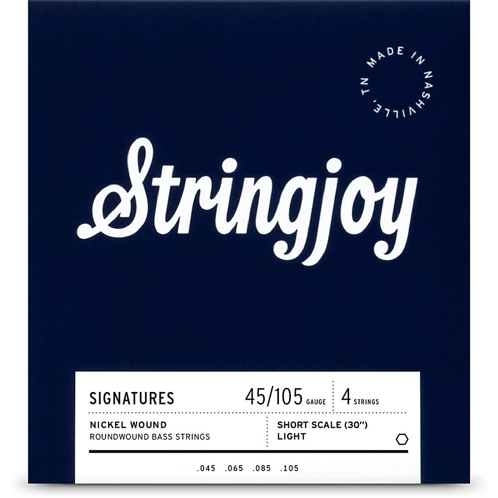 Stringjoy 4 String Short Scale Nickel Wound Bass Guitar Strings 45 - 105