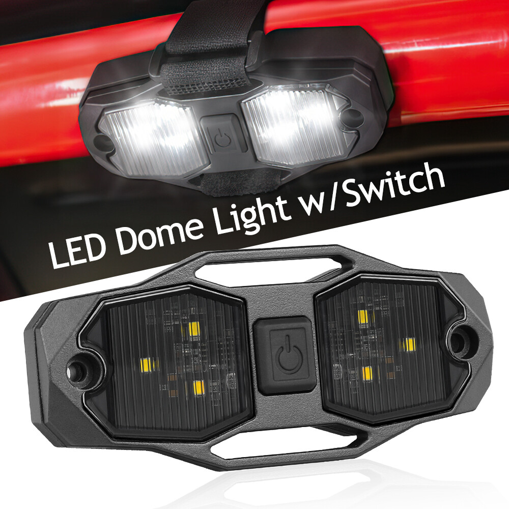 UTV LED Interior Dome Light Roll Bar Mount Cage Cab Pack Center w/ Switch White