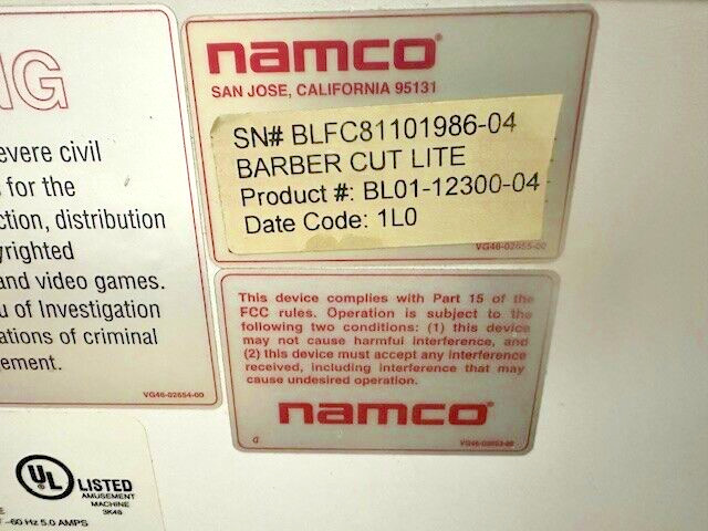 NAMCO "BARBER CUT LITE" PRIZE REDEMPTION ARCADE GAME MACHINE