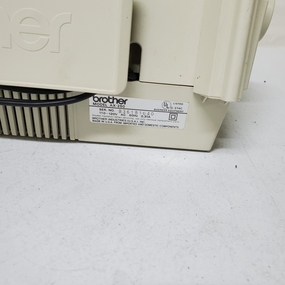 Brother AX-250 Electronic Typewriter Tested Working Missing Input Piece