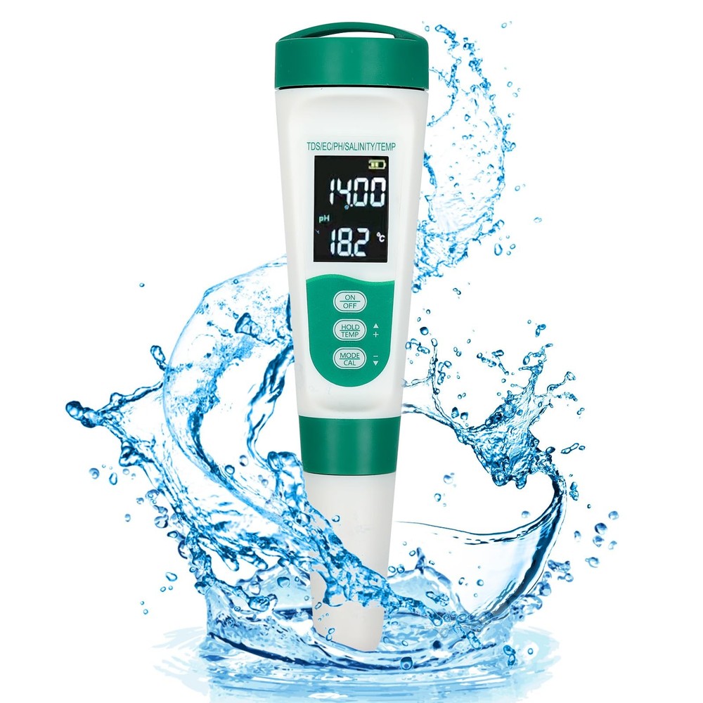 5-in-1 Digital pH Meter, Highly Accurate Water Quality Tester with Backlight ...