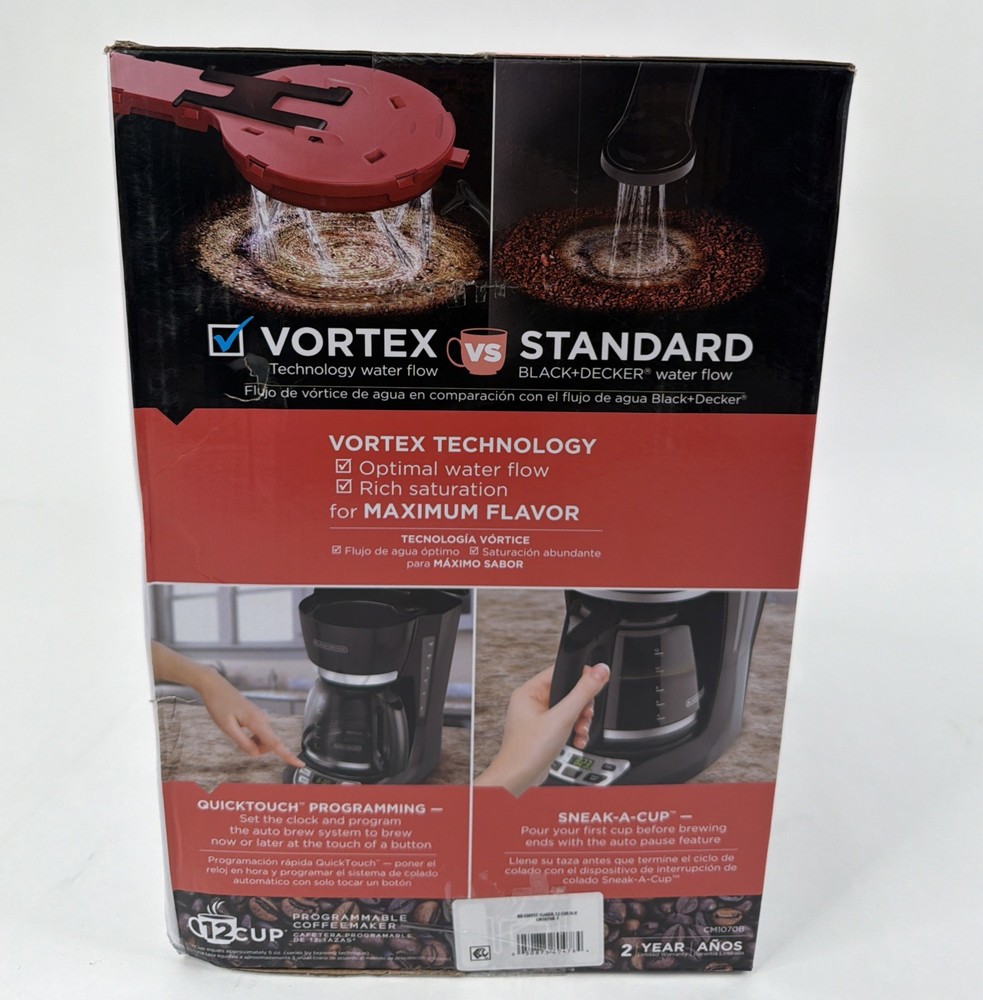 BLACK+DECKER 12-Cup Programmable Coffeemaker, Black, Vortex Technology Digital
