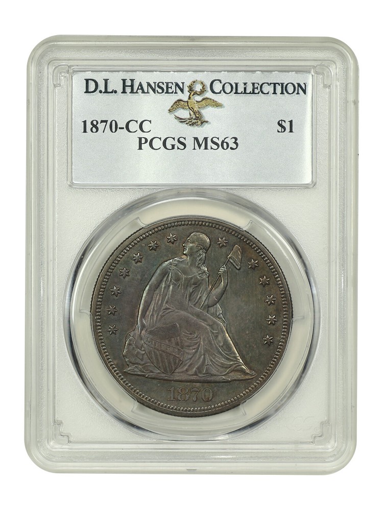 1870-CC $1 PCGS MS63 ex: D.L. Hansen