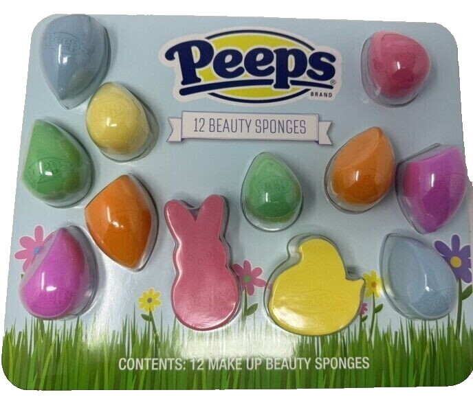 Peeps Make Up Beauty Sponges Use Damp/Dry Buildable / Full Coverage - 12 Pc