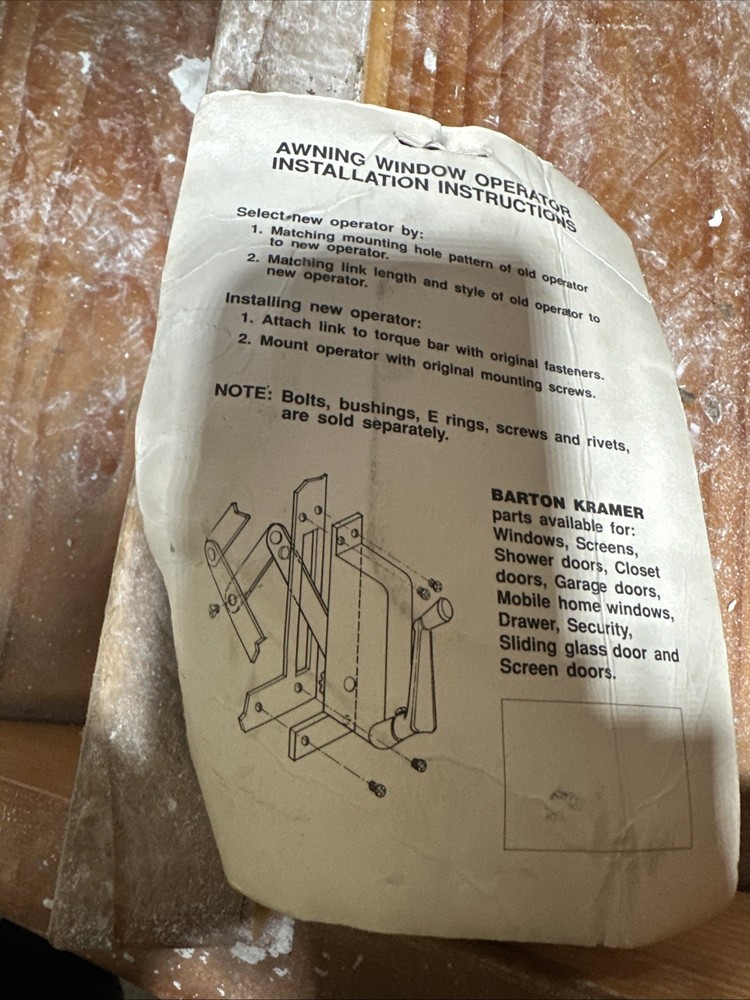 Barton Kramer Pan American Awning Window Operator with Handle