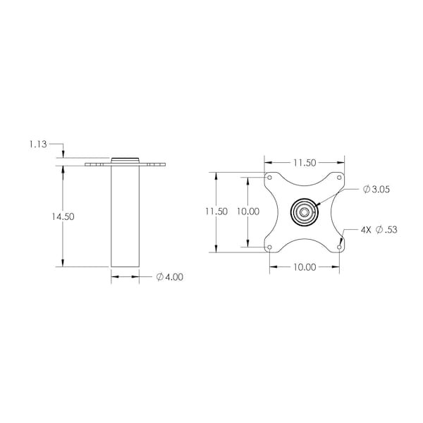 Oz Lifting Products Ozsoc2 Mounting Base, 1000 Lb., Socket Base