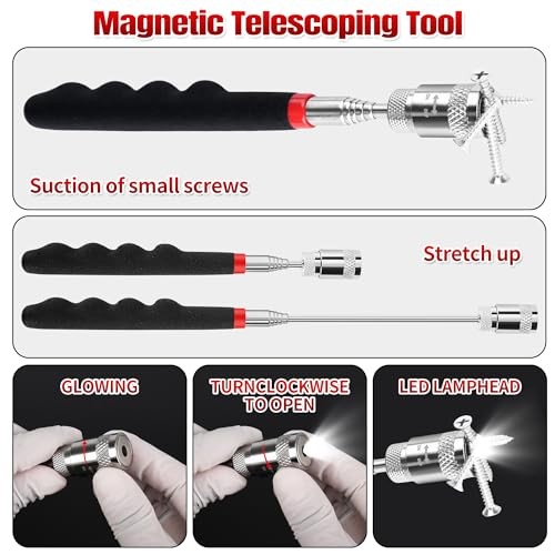 12PCS Pick and Hook Set with Scraper and Magnetic Telescoping Tool Kit 12pcs