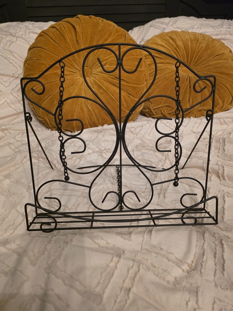 Black Cook Book Stand With Page Weights