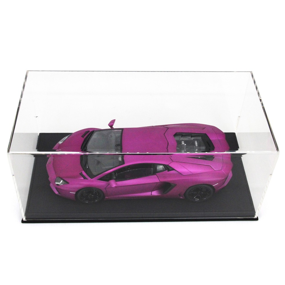 1:18 Acrylic Diecast Model Car Display Case Black Leather Base