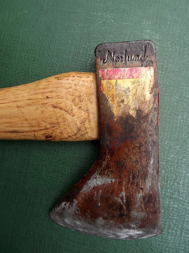 Vintage Small NORLUND Hatchet Axe & Leather Sheath