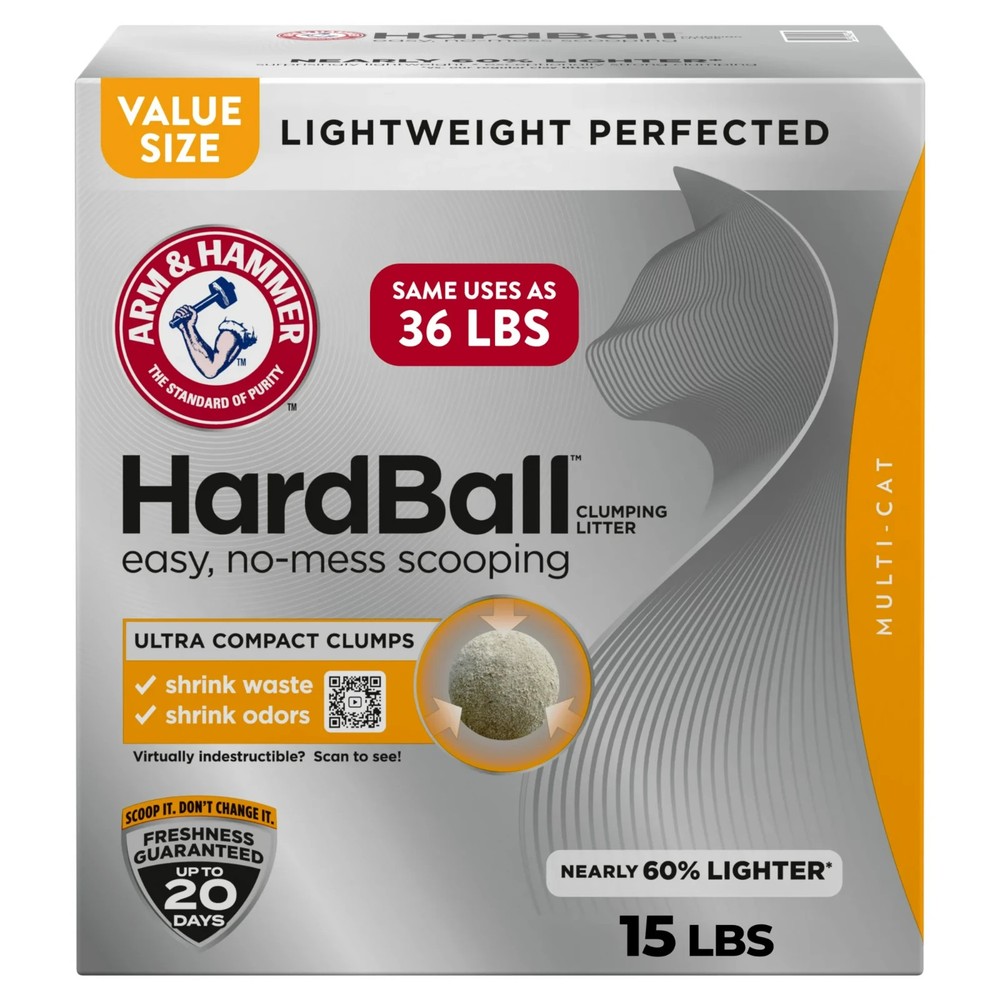 (2 pack) Hardball Lightweight Cat Litter, Clumping, No-Mess Scooping, Multi-Cat,
