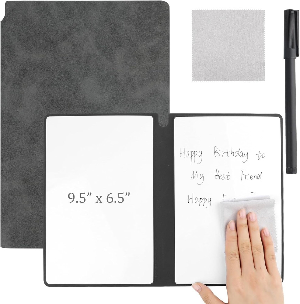 Reble A5 Dry Erase Notebook Include a Wipeable Pen and Rag, Erasable