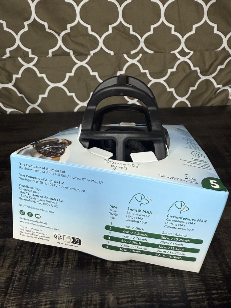 Baskerville Ultra Muzzle Dog Training Accessory, Size 5, Black