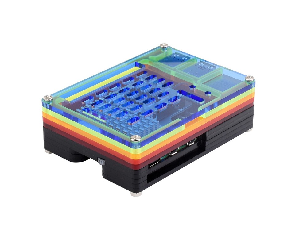 Waveshare Rainbow Acrylic Case For Raspberry Pi 5 Support Official Active Cooler