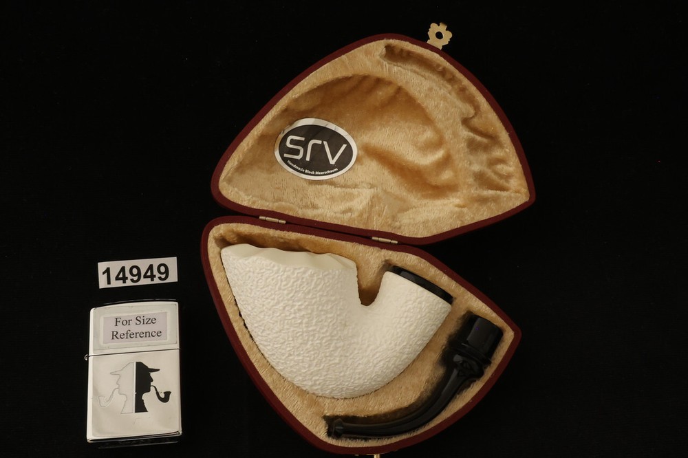 srv Premium - RC - Rustic Reverse Calabash - Meerschaum Pipe pocket case 14949