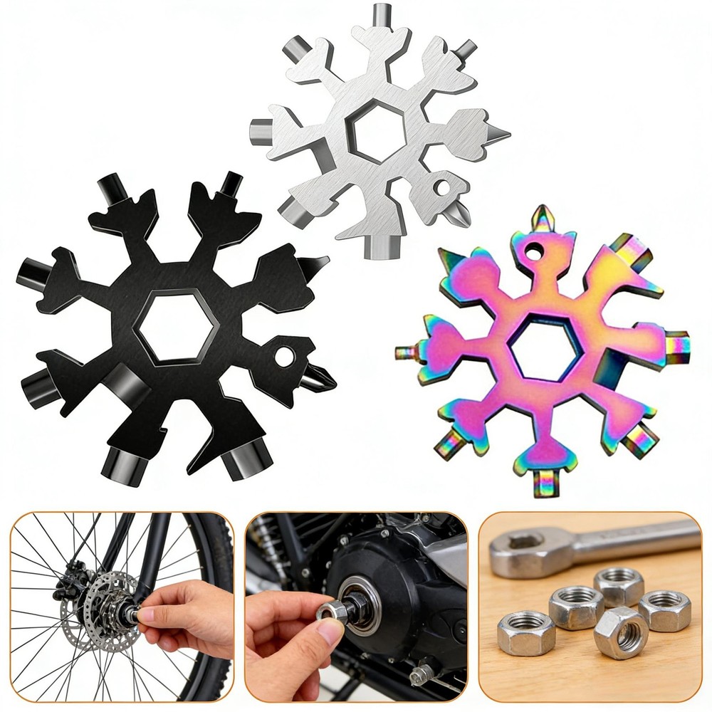 18-in-1 multi-function tool kit- Allen Wrench. Phillips, Flat head-SNOWFLAKE