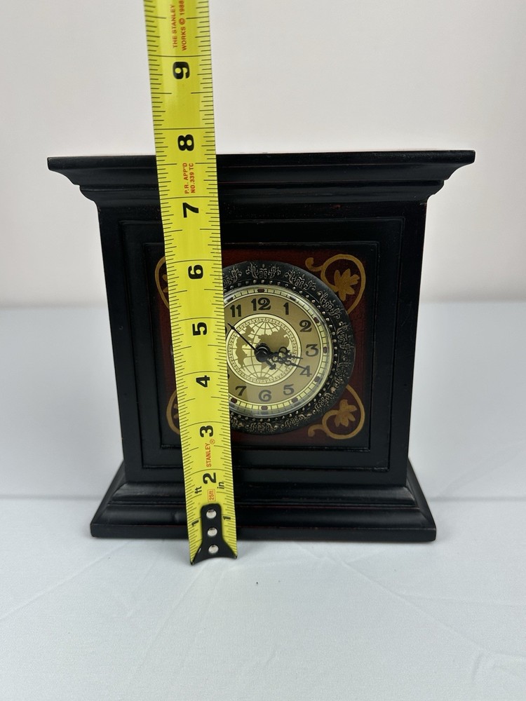 Decorative Distressed Black Mantel Clock Asian Style