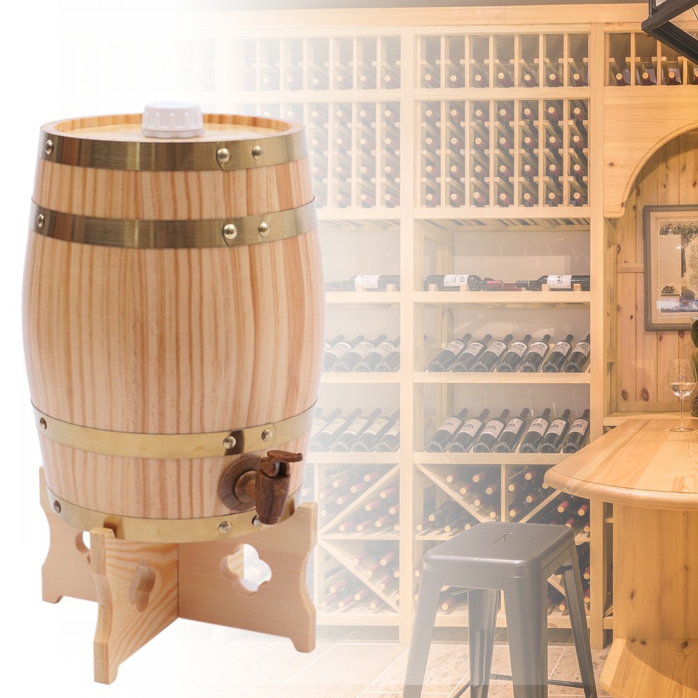 Wooden Wine Barrel 5L Vertical Pine Decorative for Home Kitchen Bar Display