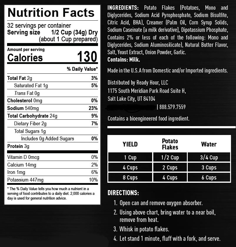 6 Pack Essentials Mashed Potatoes Large #10 Cans Emergency Long Term 25 Years