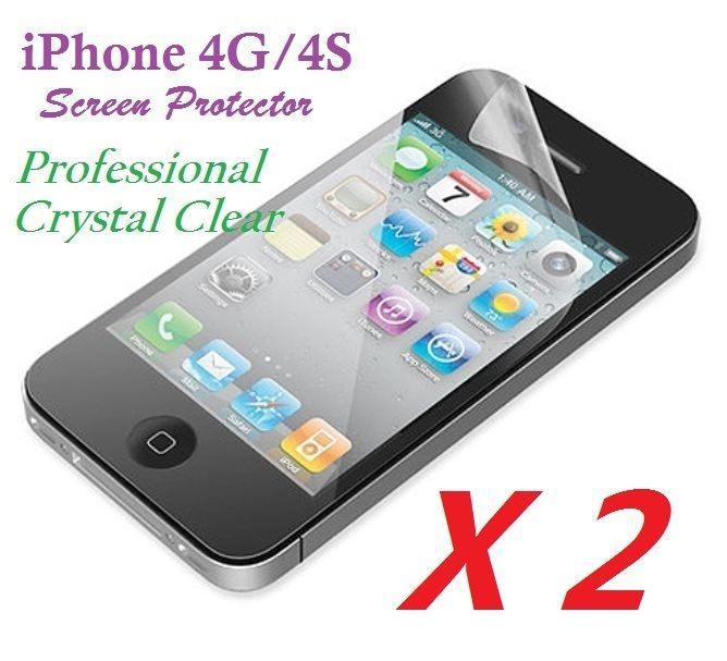 2 x Professional Ultra Clear Crystal LCD Screen Protector for iPhone 4 4G 4S