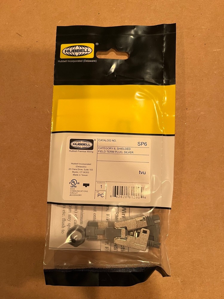 HUBBELL Shielded Field Term Plug, Silver SP6, NEW
