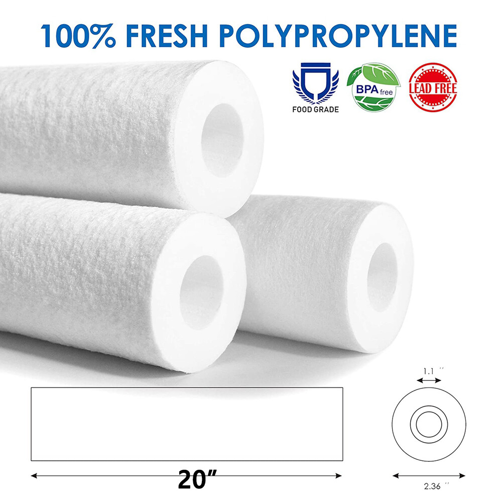 1-25PK Sediment Whole House Water Filter Cartridges - 20"x2.5" 1/5/10/20 Micron