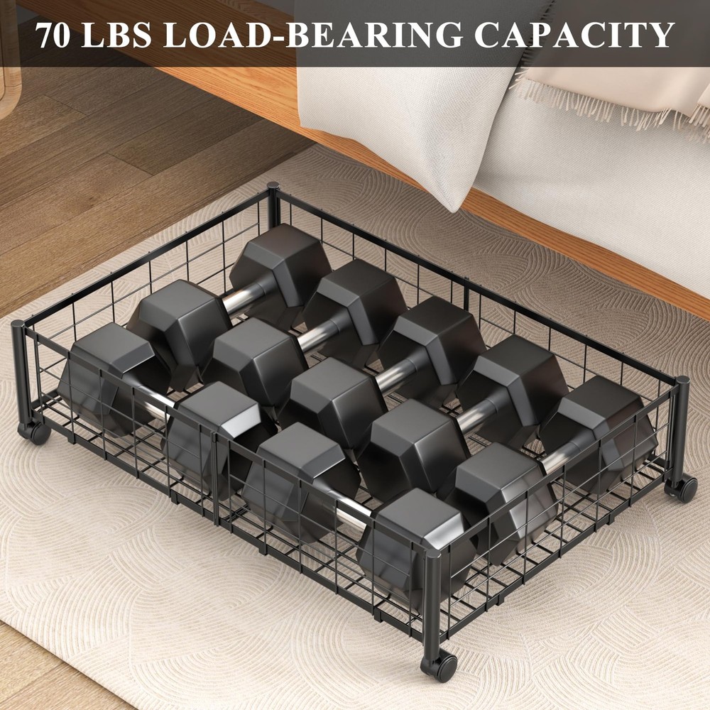 Under Bed Storage with Wheels, 360° Rotating, No-Assembly Underbed Storage Co...