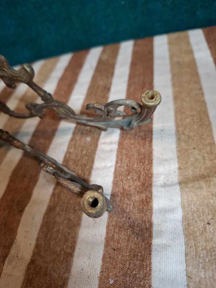 antique vintage Brass Candle Holder Wall Mount screw thread