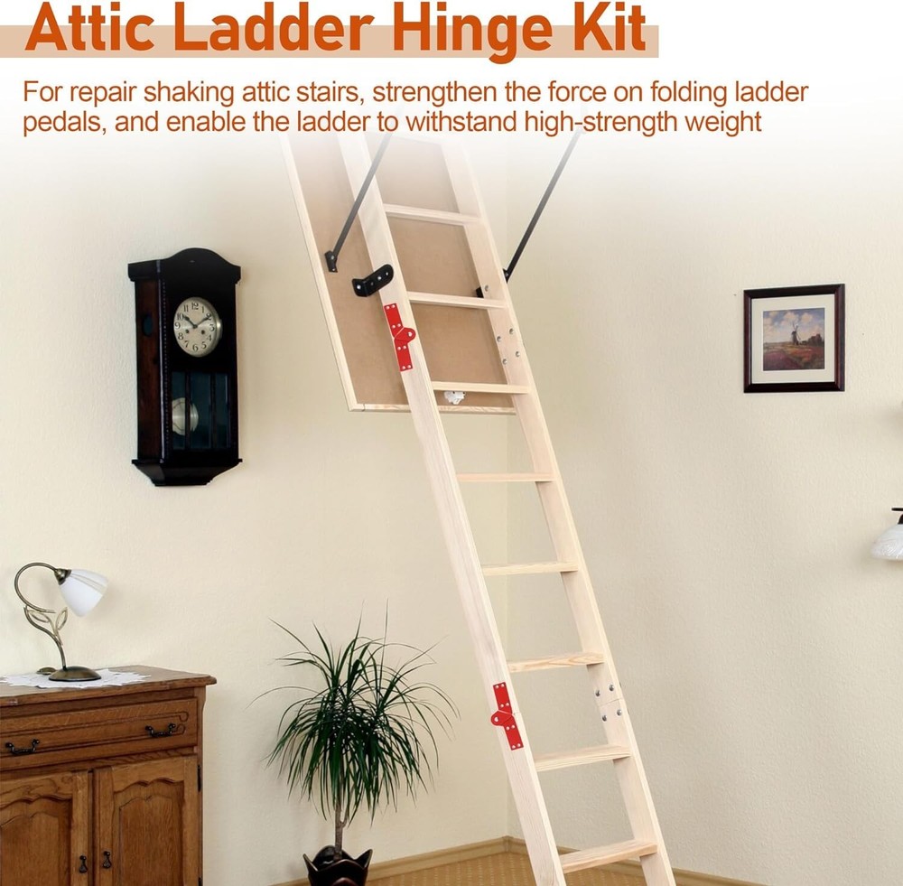 2Pcs Attic Ladder Hinge Pull Down Stair Parts Replacement Kit...