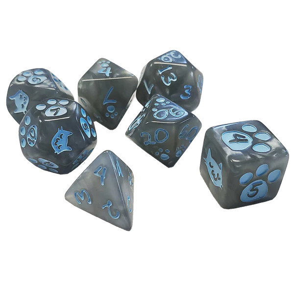 Kitten Polyhedral Dice Set - Gray