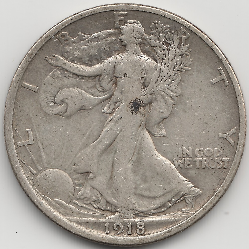 1918 D Walking Liberty Half Dollar, VF