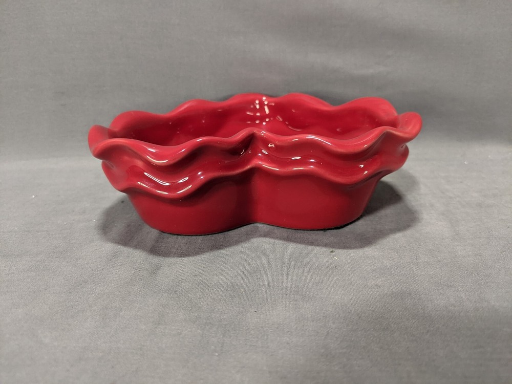 Crate & Barrel Heart Shape Ceramic Baking Dish Red Made in China EUC