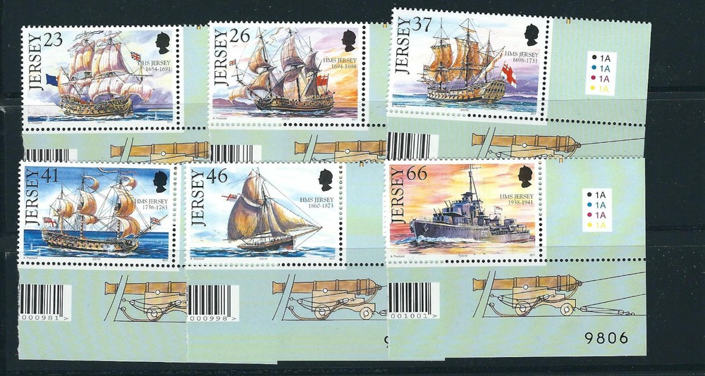 GREAT BRITAIN JERSEY 2001 SAILING SHIPS set complete (Scott 982-87) VF MNH