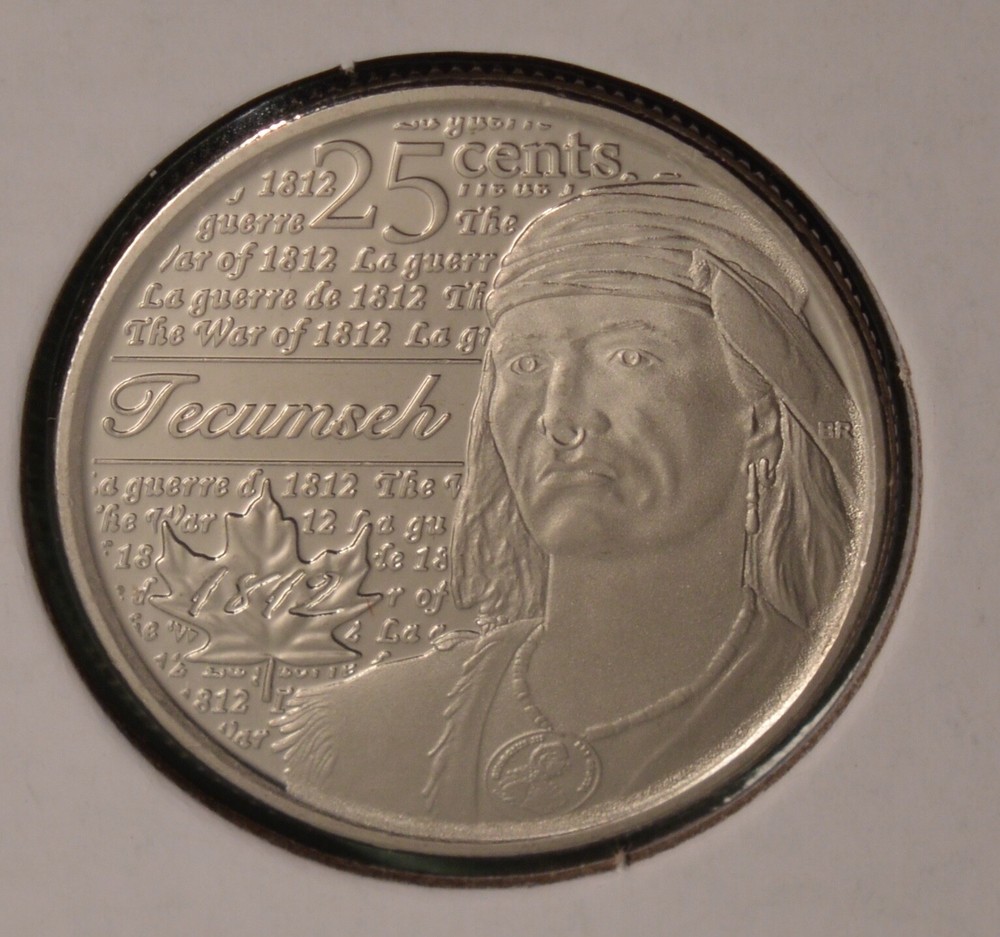 2012 CANADA 25¢ TECUMSEH NON COLOURED QUARTER - BU From Mint Roll