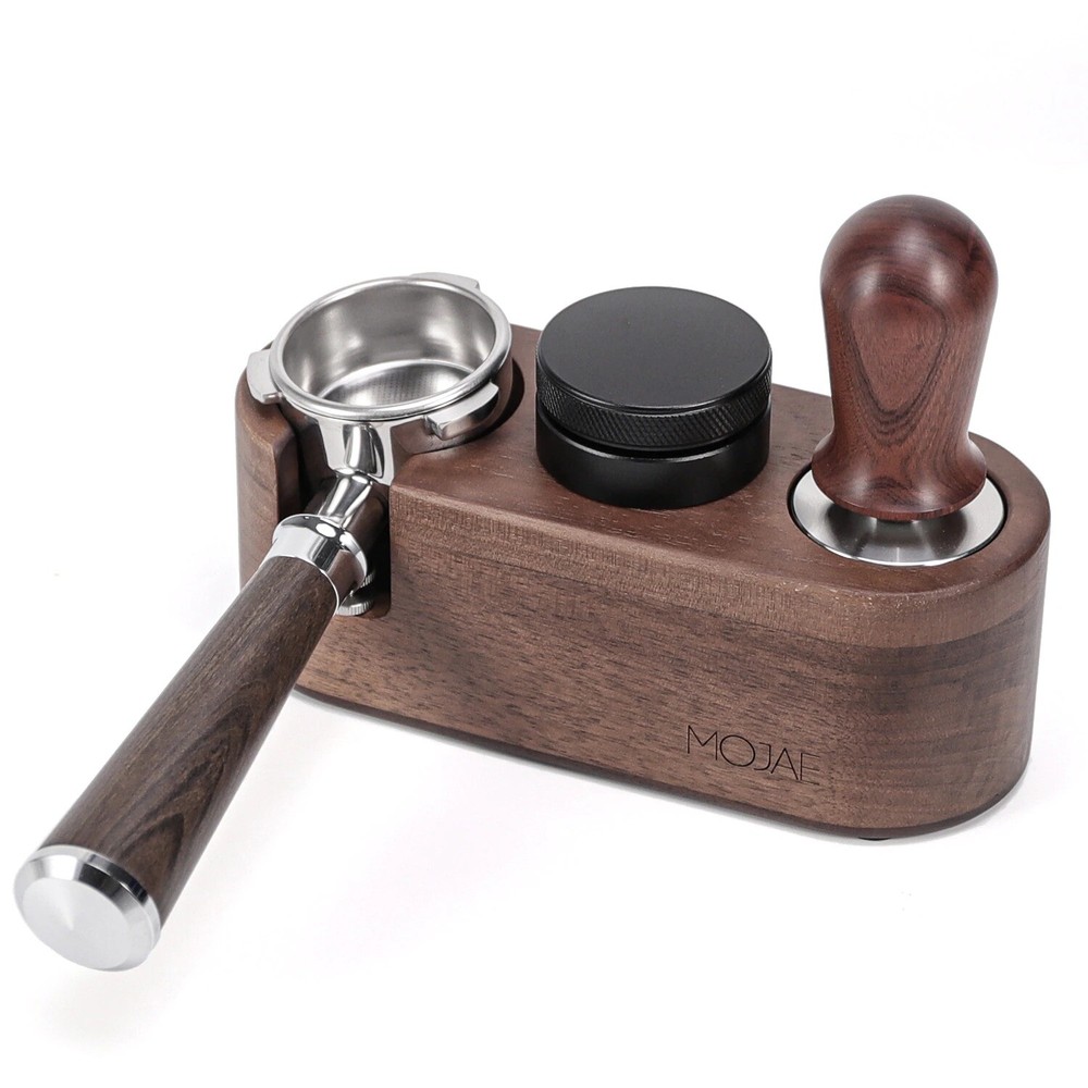 Coffee Distributor Wood Coffee Filter Tamper Holder set for Cafe Coffee Machine