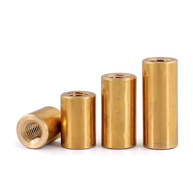 M4 Brass Double-through Round Studs Extended Through-hole Cylindrical Nuts