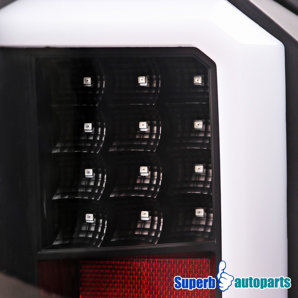 Fits 2007-2013 Chevy Silverado 1500 2500 3500HD Black Tail Lights LED Bars