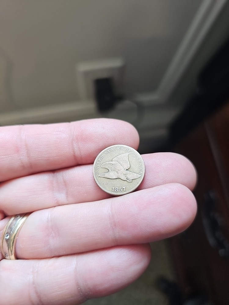 1857 Flying Eagle Cent - Rich Front & Back, Vf Details